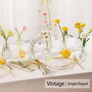 PURVONNIE Vintage Small Vases for Flowers Set of 10, Mini Bud Vases for Flowers,Clear Small Vases in...