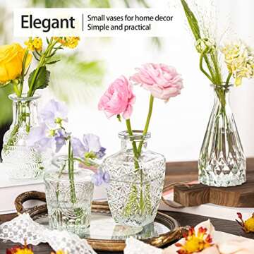 PURVONNIE Vintage Small Vases for Flowers Set of 10, Mini Bud Vases for Flowers,Clear Small Vases in Bulk for Centerpieces Decorations,Wedding Party Home Coffee Table Flower Decor (Clear)