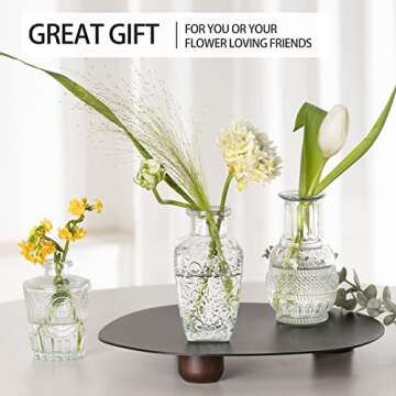 PURVONNIE Vintage Small Vases for Flowers Set of 10, Mini Bud Vases for Flowers,Clear Small Vases in Bulk for Centerpieces Decorations,Wedding Party Home Coffee Table Flower Decor (Clear)