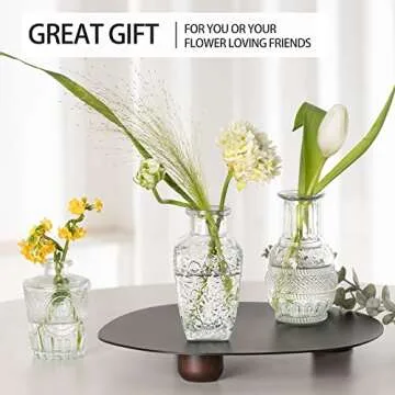 PURVONNIE Vintage Small Vases for Flowers Set of 10, Mini Bud Vases for Flowers,Clear Small Vases in Bulk for Centerpieces Decorations,Wedding Party Home Coffee Table Flower Decor (Clear)
