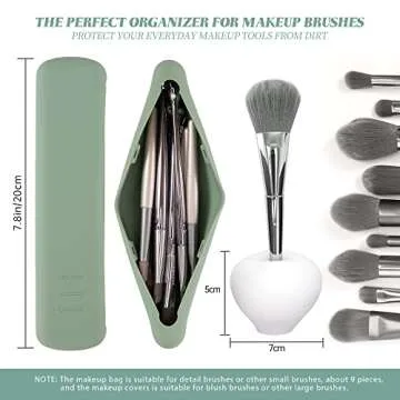 2 Pack Makeup Brush Holder Kit - Brush Bubble Silicone Makeup Brush Covers & Bag, Cosmetic Bag Travel Portable Brush Organizer Waterproof Dustproof Easy to Clean Makeup Tools Protector (Mint Green)