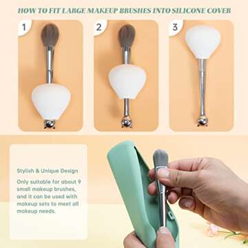 2 Pack Makeup Brush Holder Kit - Brush Bubble Silicone Makeup Brush Covers & Bag, Cosmetic Bag Travel Portable Brush Organizer Waterproof Dustproof Easy to Clean Makeup Tools Protector (Mint Green)