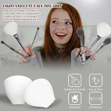 2 Pack Makeup Brush Holder Kit - Brush Bubble Silicone Makeup Brush Covers & Bag, Cosmetic Bag Travel Portable Brush Organizer Waterproof Dustproof Easy to Clean Makeup Tools Protector (Mint Green)