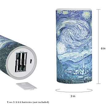 Van Gogh Starry Night Flameless LED Candle with Remote