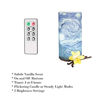 Van Gogh Starry Night Flameless LED Candle with Remote