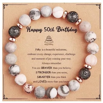 Yiyang 50th Birthday Gifts for Women - Beaded Bracelet - Unique 50th Gifts
