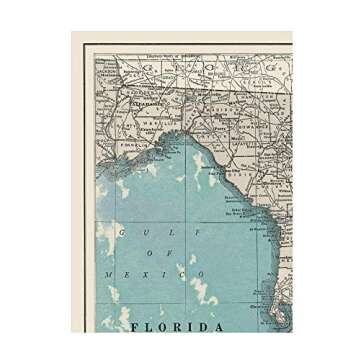 Giclee Map of Florida - Large Vintage Map of The Sunshine State - Ready to Frame (Size 24 x 30 inche...