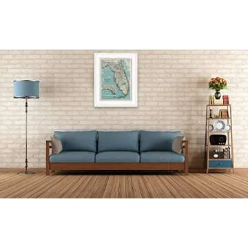 Vintage Florida Map Decor - Giclee Print Ready to Frame