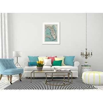 Vintage Florida Map Decor - Giclee Print Ready to Frame