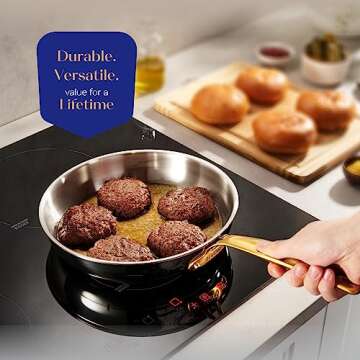 Legend 14 pc Copper Core Stainless Steel Pots & Pans Set | Pro Quality 5-Ply Clad Cookware | Profess...