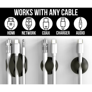 JTek 24-Pack Cord Organizer Strong Adhesive Cable Clips