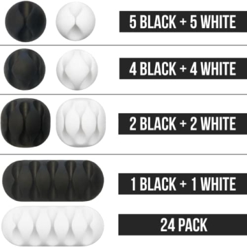 JTek 24-Pack Cord Organizer Strong Adhesive Cable Clips