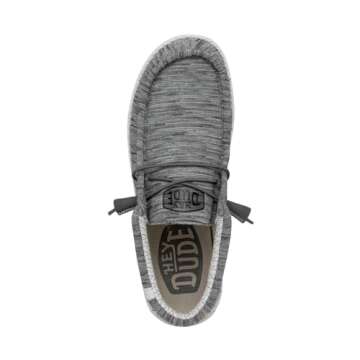 Hey Dude Men's Wally Stretch Fleece Stone White Size 13 | Menâ€™s Shoes | Men's Lace Up Loafers | Comfortable & Light-Weight