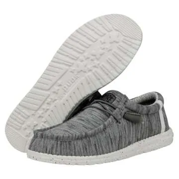 Hey Dude Men's Wally Stretch Fleece Stone White Size 13 | Menâ€™s Shoes | Men's Lace Up Loafers | Comfortable & Light-Weight