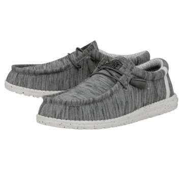Hey Dude Men's Wally Stretch Fleece Stone White Size 13 | Menâ€™s Shoes | Men's Lace Up Loafers | Comfortable & Light-Weight