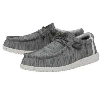 Hey Dude Men's Wally Stretch Fleece Stone White Size 13 | Menâ€™s Shoes | Men's Lace Up Loafers | Comfortable & Light-Weight