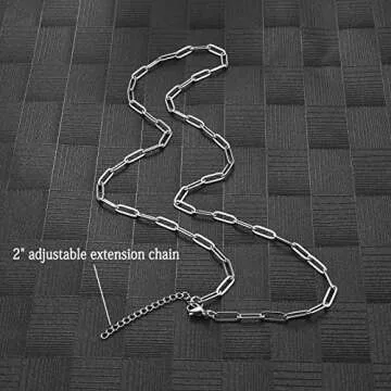 Sunling Stainless Steel Dainty Paperclip Link Chain Necklace for Women with Extension - Silver and Gold Color