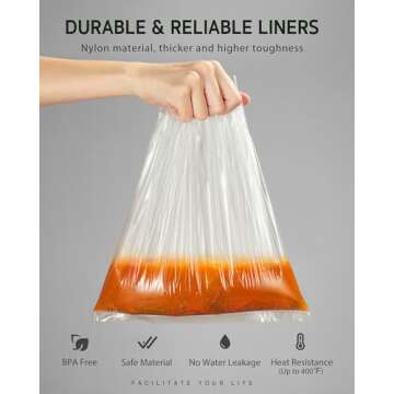 Syntus Slow Cooker Liners, 60 Count Cooking Bags Large Size Disposable Pot Liners Plastic Bags, Fit 3QT to 8QT for Slow Cooker Cooking Trays, 13"x 21", 60 Liners