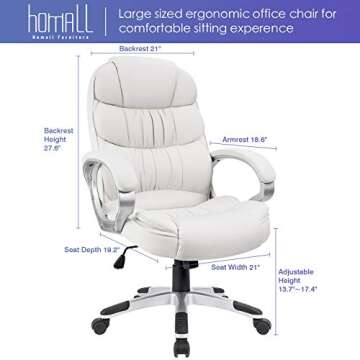 Homall High Back Office Chair PU Leather Adjustable Height