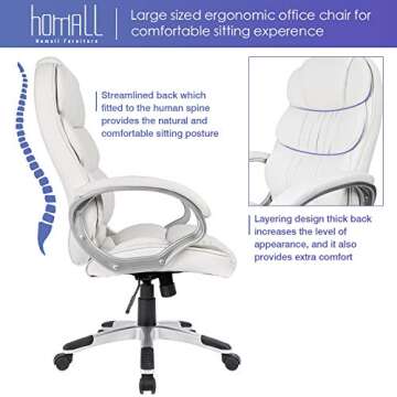 Homall High Back Office Chair PU Leather Adjustable Height