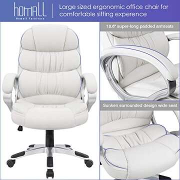 Homall High Back Office Chair PU Leather Adjustable Height