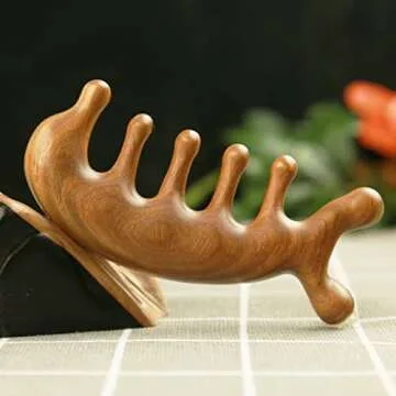 SAEEYCUE Sandalwood Gua Sha Comb for Relaxation and Hair Care