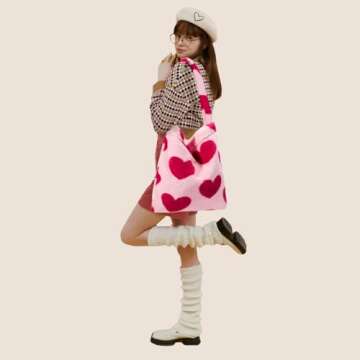 Fluffy Bag Large Fuzzy Bag Y2K Tote Bag Zipper Women Furry Shoulder Plush Handbag Faux Fur Purse for...