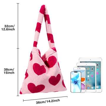 Fluffy Bag Large Fuzzy Bag Y2K Tote Bag Zipper Women Furry Shoulder Plush Handbag Faux Fur Purse for Autumn and Winter