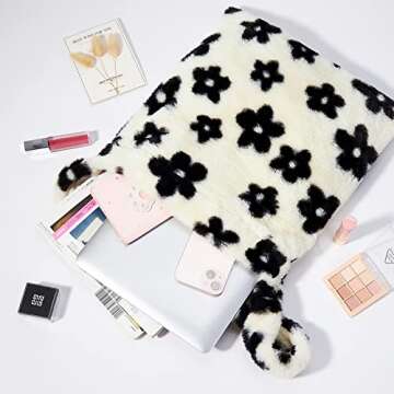 Fluffy Bag Large Fuzzy Bag Y2K Tote Bag Zipper Women Furry Shoulder Plush Handbag Faux Fur Purse for Autumn and Winter