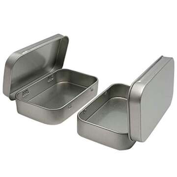 6 Pcs Metal Hinged Tin Box Container Mini Portable Small Storage Container Kit with Lid for Home Storage 3.7x2.3x0.8 Inch, Silver