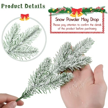 Jutom Christmas Tree Picks 30 Pcs Snow Frosted Pine Branches