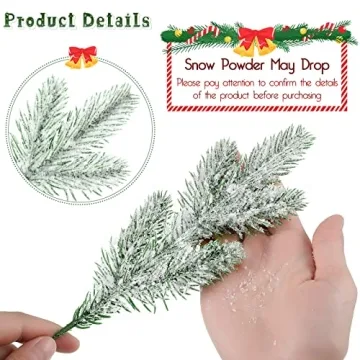 Jutom Christmas Tree Picks 30 Pcs Snow Frosted Pine Branches