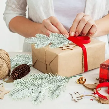 Jutom Christmas Tree Picks 30 Pcs Snow Frosted Pine Branches