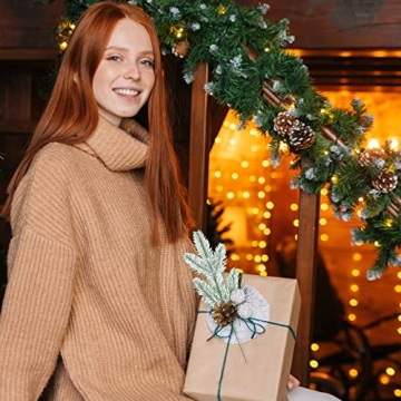 Jutom Christmas Tree Picks 30 Pcs Snow Frosted Pine Branches