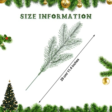 Jutom Christmas Tree Picks 30 Pcs Snow Frosted Pine Branches