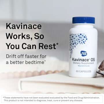 NeuroScience Calm Sleep Aids for Adults - Kavinace OS - Soothing Neuro Immune Support Supplement with L Theanine & 5mg Melatonin - Quick Relief from Sleeplessness After Just One Dose (60 Capsules)
