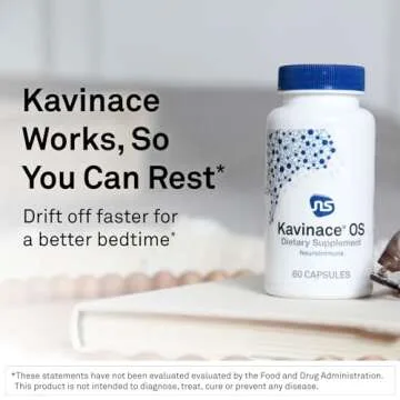 NeuroScience Calm Sleep Aids for Adults - Kavinace OS - Soothing Neuro Immune Support Supplement with L Theanine & 5mg Melatonin - Quick Relief from Sleeplessness After Just One Dose (60 Capsules)