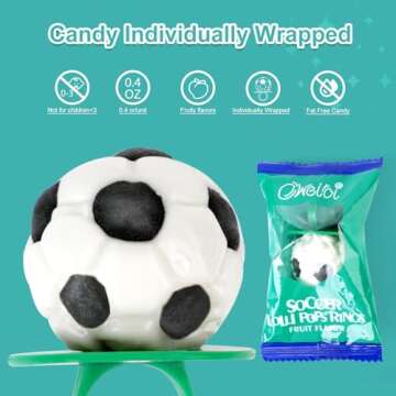 Soccer Ring Lollipops,Individually Wrapped Candy for Birthday Party Favors,football Candy Lollipops Suckers,18 Count