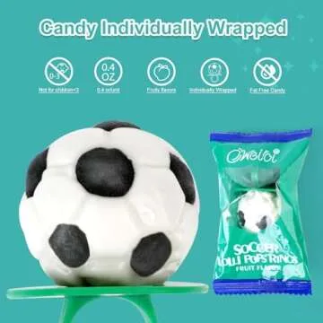 Soccer Ring Lollipops,Individually Wrapped Candy for Birthday Party Favors,football Candy Lollipops Suckers,18 Count