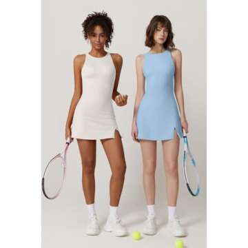 Stylish QINSEN Women's Athletic Tennis Dress with Pockets