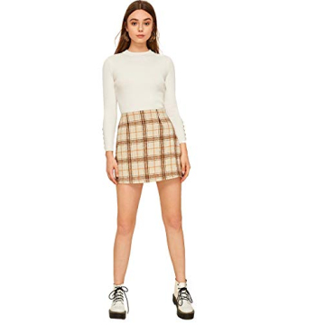 MakeMeChic Plaid High-Waisted Mini Skirt for Women
