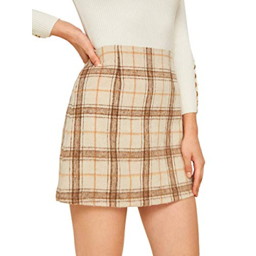 MakeMeChic Plaid High-Waisted Mini Skirt for Women