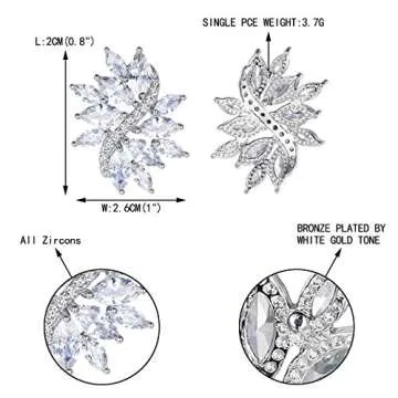 Elegant Floral Leaf Cubic Zirconia Stud Earrings