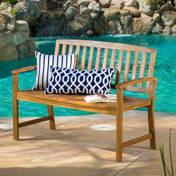 Christopher Knight Home Loja Acacia Bench, Teak Finish