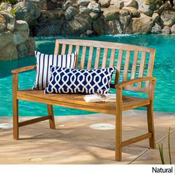 Christopher Knight Home Loja Acacia Bench, Teak Finish