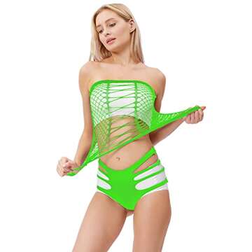 LEMON GIRL Women's Set US4-18 Lingerie Fishnet BabyDoll Bodysuit Mini Dress