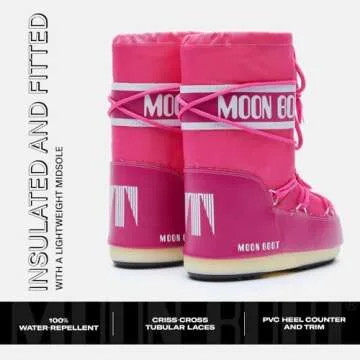 Moon Boot Icon Junior Slip On Snow Boots for Kids, 7-9.5, Bougainvillea