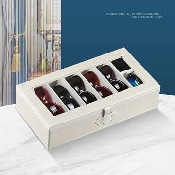 YAPISHI Sunglass Organizer - Elegant Eyewear Storage Box
