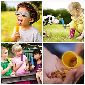 JARCOLD Silicone Popsicle Molds, Mini Silicone Ice Pop Molds with Lids, Popsicle Maker Molds with Cleaning Brush and Silicone Funnel, 6 Colors, Set of 12