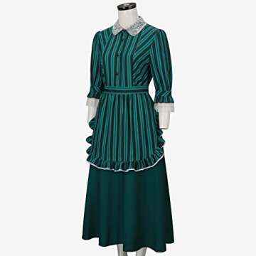 FOGHORN Women Haunted Mansion Costume Cast Member Maid Apron Dress with Headwear Halloween Ghost Cosplay Outfit